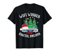 WiFi Wishes and Digital Dreams Christmas IT Technician Value Graphic T-Shirt, Men, Black, XL