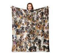 WIFILLET Australian Shepherd Dog Throw Blanket,Australian Shepherd Gifts for Dog Lovers,Flannel Blanket for Dog Mom Dad,Gifts for Adult Men Women Halloween Christmas,60" x 80"