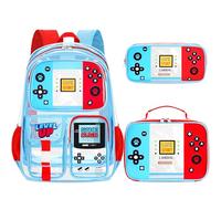 WIFILLET Clear Backpack for Boys, Gamer Heavy Duty Clear Bookbag, Transparent See Through Backpack for School, Multicolor, 3PCS