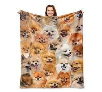 WIFILLET Pomeranian Dog Throw Blanket,Pomeranian Gifts for Dog Lovers,Flannel Blanket for Dog Mom Dad,Soft Blankets for Sofa Bed,Gifts for Adult Men Women Halloween Christmas,60" x 80"