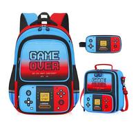WIFILLET School Backpack for Boys, Gamer Backpack for Boys Kids Teens, 17" Video Game Bookbag for Elementary Middle School