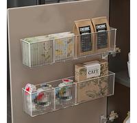 WIFORH Clear Floating Shelf, Cupboard Door Storage Organiser, 35cm Acrylic Narrow Shelf, Office Mark Pen Holder with 3 Compartments for Bathroom Kitchen Home, 2 Pcs