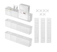 WIFORH Clear Floating Shelf, Cupboard Door Storage Organiser, 35cm Acrylic Narrow Shelf, Office Mark Pen Holder with 3 Compartments for Bathroom Kitchen Home, 3 Pcs