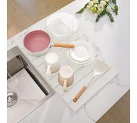 WIFORH Fast Drying Mat for Kitchen Counter, 60cm Diatomite Dish Drying Stone Sink Tray, Diatom Mud Absorbent Mat, Non-Slip Mat for Bathroom Kitchen, White (60 x 39 cm)