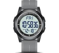 WIFORT Mens Watches Waterproof for Sports Digital Watch for Men Ultra-Thin & Wide Angle Vision Military Watch, Countdown Dual Time Split Time Stopwatch Backlight Alarm, Metal Gray(White)