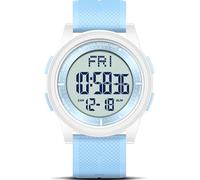 WIFORT Mens Watches Waterproof for Sports Digital Watch for Men Ultra-Thin & Wide Angle Vision Military Watch, Countdown Dual Time Split Time Stopwatch Backlight Alarm, Blue(White)