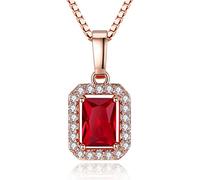 Wiftly Necklace for Women Dove Blood Red Synthetic Ruby Pendant Necklace 925 Sterling Silver Women's