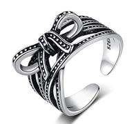 Wiftly Women's S925 Silver Bow Ring Open Ring Adjustable Women's Ring Jewellery Thai Silver Hypoallergenic