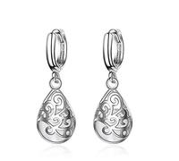 wiftms Women's Girls' Creole Earrings 925 Sterling Silver Sweet Long Opal Hollow Drop Simple Stud Earrings Studs Hoop