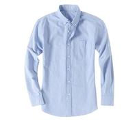 WIFZSASK Men's Long Sleeve Oxford Shirt Wrinkle Free Regular Fit 4-Way Stretch Button Down Shirts Casual Lightweight Summer Beach Tops with Pocket Work Office Wedding Blue XXS