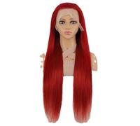 Wig 13x4 Red Straight Lace Front Wig Human Hair Pre-Plucked & Breathable(32inch)