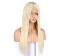 Wig 22 Inch Long Synthetic Front Lace Wigs Blonde Straight Wig For Women Middle Part High Temperature Fiber Hair Grey Wigs For Women