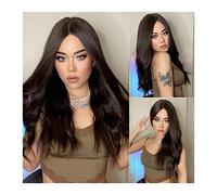 Wig 24 inch Brown Synthetic Wig for Women Long Wavy Brown Lace Front Wig Middle Part Wig Synthetic Heat Resistant Wigs Daily Party Use Daily Wigs(D)