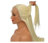 Wig 360 Lace Front Wig Synthetic Glueless Full Lace Wigs Pre Plucked 18-28Inch Straight Transparent Lace Wig High Temperature Fiber Hair For Women Grey Wigs For Women (613 Platinum Blonde 22 Inch)