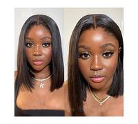 wig 8-14 Inch Short Bob Straight Lace Wig Medium Brown Lace 4x4 Lace Closure Human Hair Wigs Brazilian Bone Straight Human Hair Wigs for Women grey wigs for women (8inches 250%)