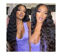 Wig 8-30 Inch 150% Density Lace Frontal Wig Transparent Loose Deep Wave Lace Front Wig Remy Pre Plucked 13x4 Brazilian Human Hair Lace Wigs Grey Wigs for Women (Medium Brown Lace 14 Inch)