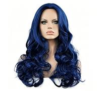 Wig Accessories 26inch Long Curly Hair With A Center Parting Dark Blue Wig With A Center Parting Suitable For Everyday Use And Parties