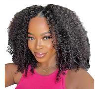 Wig Afro Curly Glueless U Part Wig Kinky Curly V Part Bob Wig Human Hair No Lace V Part Hair Wigs for Women 180 Density