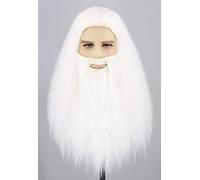 Wig and Beard Inspired by Gandalf Men's Long White Cosplay Wizard Sorcerer Prophet for Carnival Halloween Costume(White)