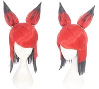 Wig Anime Cosplay Anime Cosplay Wig Hazbin Hotel Alastor Wig with Removable Ears Black and Red Short Wig with Free Wig Cap for Daily Party Halloween