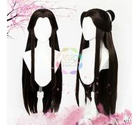 Wig Anime Cosplay Tian Guan Ci Fu Xie Lian Black Brown Straight Long Cosplay Synthetic Hair Halloween Carnival Party + Free Wig Cap + Headband