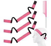 Wig Band, 3 PCS Wig Grip Headband with Ear Cut Outs, C Shaped Comfortable Soft Painless Wig Band, Wigs Grip with a Pointed Tail Comb for Making Wigs Secure Natural Fit(Pink)