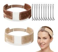 Wig Band to Hold Wig in Place, 2 Pcs Invisible and Comfortable Wig Grip with 10 Slotted Clips for Most Head Forms, Adjustable Invisible Mesh Front Cap for Hair Loss Chemotherapy Patients