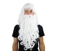 Wig & Beard Santa Claus White Curly Wizard Christmas Carnival