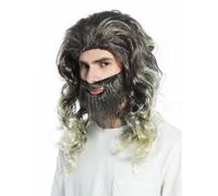 Wig Beard Set Brown Blonde Striped Prophet Jesus Moses Hermit Hipster