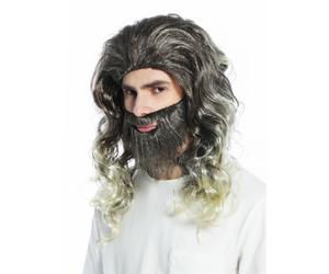 Wig Beard Set Brown Blonde Striped Prophet Jesus Moses Hermit Hipster
