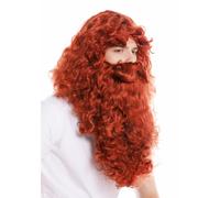 Wig Beard Set Deluxe Knecht Ruprecht Prophet Hermit Eremite Red 46 B