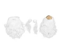 Wig Beard Set White Synthetic Curly Hair Costume Facial False Beard Fake Eyebrows for Party Halloween Christmas