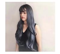Wig Big Wave Wig Women'S Long Curly Hair With Bangs Mid-Length Hair Natural And Realistic Synthetic Hair Grey Wigs For Women