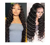 Wig Black Loose Curly Wavy Lace Front Wigs, Long Synthetic Heat Resistant Fiber Wave 13×1 T Part Lace Wigs With Baby Hair Natural Hairline For Women Grey Wigs For Women (30Inches 13X1 T Part Lace Wig