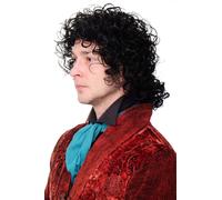 Wig Black Wild Curly Braid Baroque Poet Richter Musician Pop MJ-4-1B