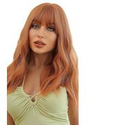 Wig Blonde Ombre Wigs With Bangs Medium Length Wavy Hair Fluffy Soft Daily Wigs For Women Wigs(LC079-1)
