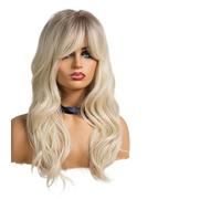 Wig Blonde Ombre Wigs With Bangs Medium Length Wavy Hair Fluffy Soft Daily Wigs For Women Wigs(LC335-1)