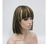 Wig Braided Synthetic Hair Wigs 10”Pure Handmade Micro Braided Synthetic Hair Lace With Bangs Wigs Short Hair For Women Grey Wigs For Women (Multicolor)