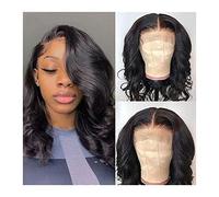wig Brazilian Human Hair Wigs for Women Body Wave Short Bob Lace Closure Wigs 8-16 Inches 4×4×1 T Part Lace Natural Wig Pre Plucked grey wigs for women (12inches 4x1 Lace 150density)