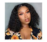 Wig Brazilian Short Curly Bob Wig T Part 13×6 Transparent Lace Front Wig 8-16inch Deep Curly Bob Lace Front Wig for Women Human Hair Wigs Pre Plucked Grey Wigs for Women (14inches 250%)
