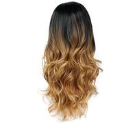 Wig brown black gradient wig long curly hair woman fashion big wave head cover