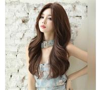 Wig Brown long straight hair 150% density medium fraction, suitable for women's daily wear, perfect party style