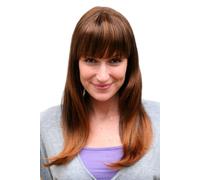 Wig Brunette Brown Highlights Straight Bangs Cute Playful Long 50