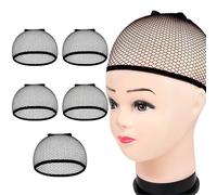 Wig Cap 3/5/8/10/20 PcsTop Deal Hairnets Stretchable Elastic Hair Nets Weaving Black Wig Net Making Cap Cool Cosplay(5pcs-black cap)