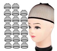 Wig Cap 3/5/8/10/20 PcsTop Deal Hairnets Stretchable Elastic Hair Nets Weaving Black Wig Net Making Cap Cool Cosplay for Women Men(20pcs-black cap)