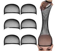 Wig Cap 6 Pcs Stretchable Elastic Hair Net Black Liner Weaving Cap Comfortable Hairnets Open Ended Fishnet Wig