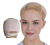 Wig Cap, Adjustable Wide Lace Wig Cap, Silicone Grip Wig Comb, Keep Wig in Place (Beige, Large)