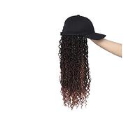 Wig Cap Baseball Wig With Braiding Hair Extension Adjustable Cap Synthetic With Curly Hair Wig Hat(Chocolate)
