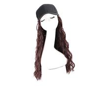 Wig Cap Black Hair Baseball Cap With Hair Synthetic Hats With Hair Attached Black Cap With Hair Attached Long Wavy Hair For Women Wig Hat(B)