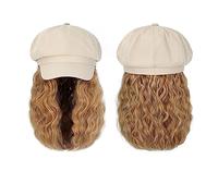 Wig Cap Cap Hat Wig 10 Inch Wavy Curly Synthetic Wigs Natural Baseball Attached Hair Extensions Hair Caps(15)
